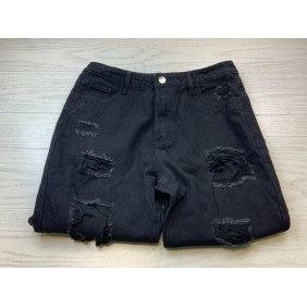 High Rise Distressed Tapered Leg Jeans, Women's Size 14, Black NEW MSRP $45
